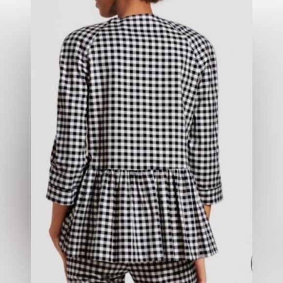 Victoria Beckham for Target Navy Blue and White Gingham Peplum Blouse. Size S - Picture 2 of 13